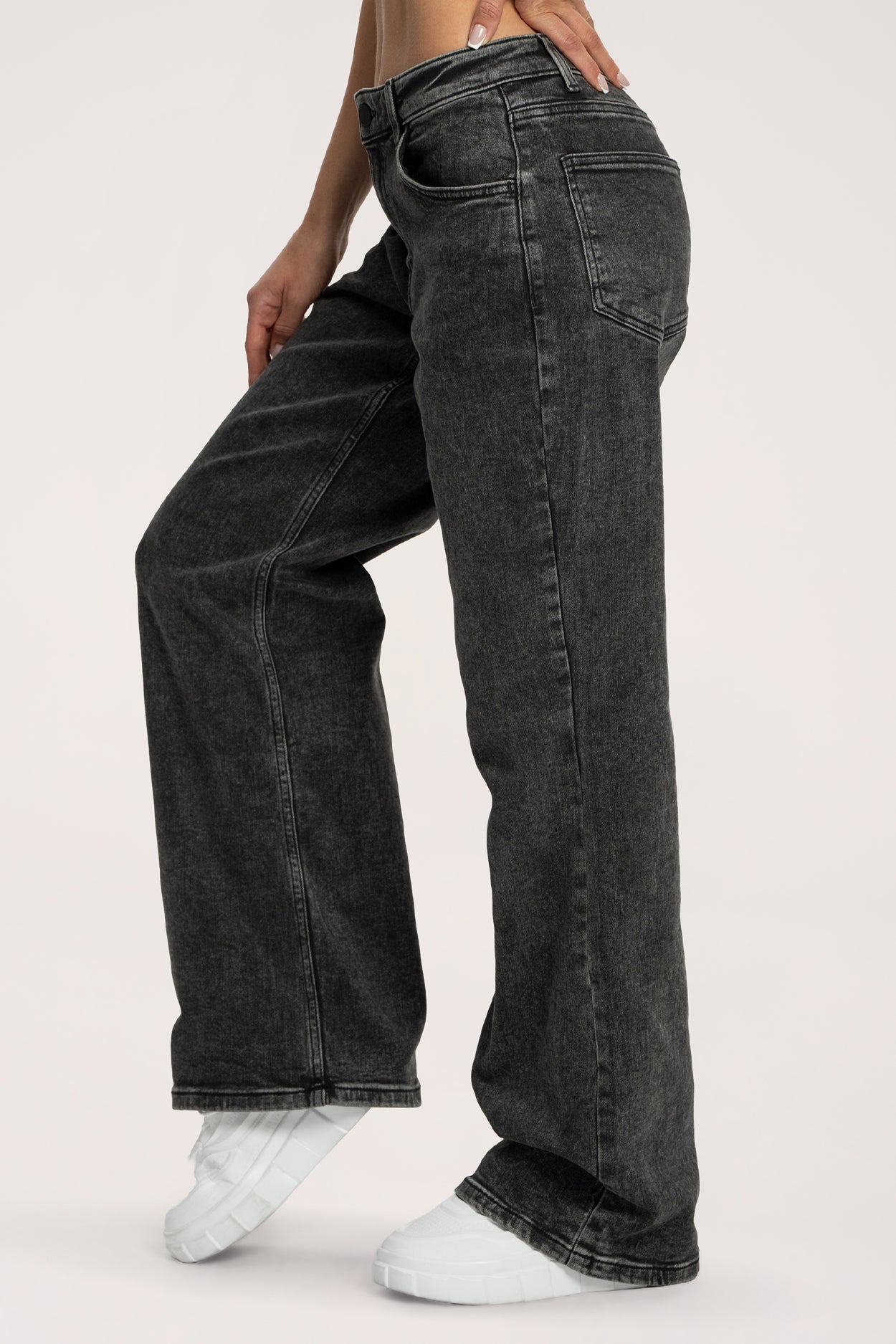Hüftjeans Wide long grey