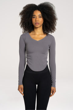 Langarmshirt mit Ausschnitt  Grey