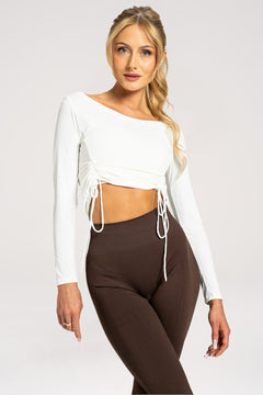 Langarmshirt mit Kordelzug White
