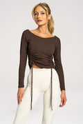 Bluzka regulowana z długimi rękawami chocolate