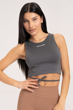 Top mit Bindedetail Silber-Grau