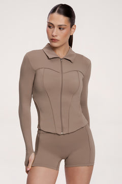 Pilates Era Sportjacke mit Reißverschluss warm beige