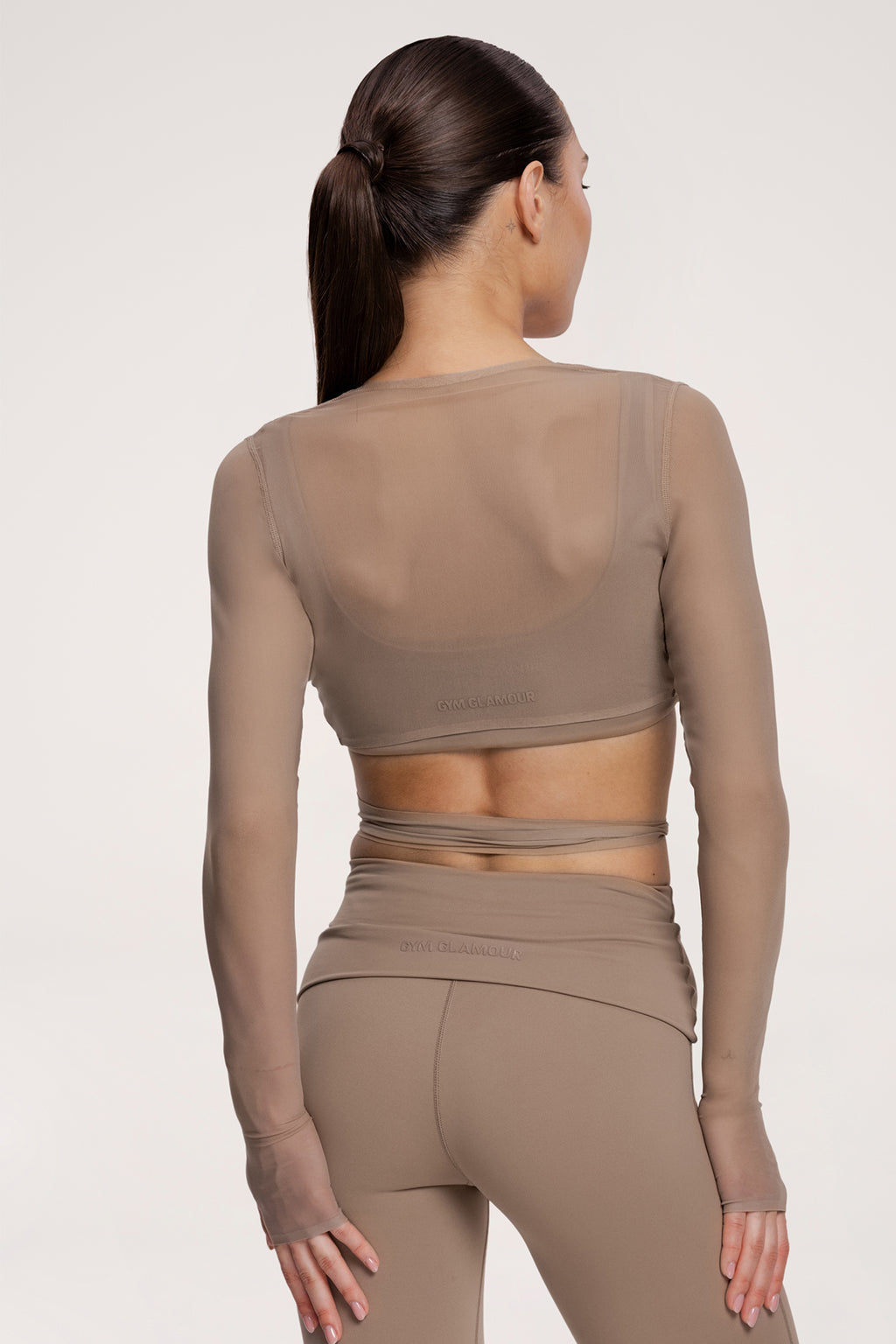 Pilates Era Wrap-Top in Wickeloptik warm beige