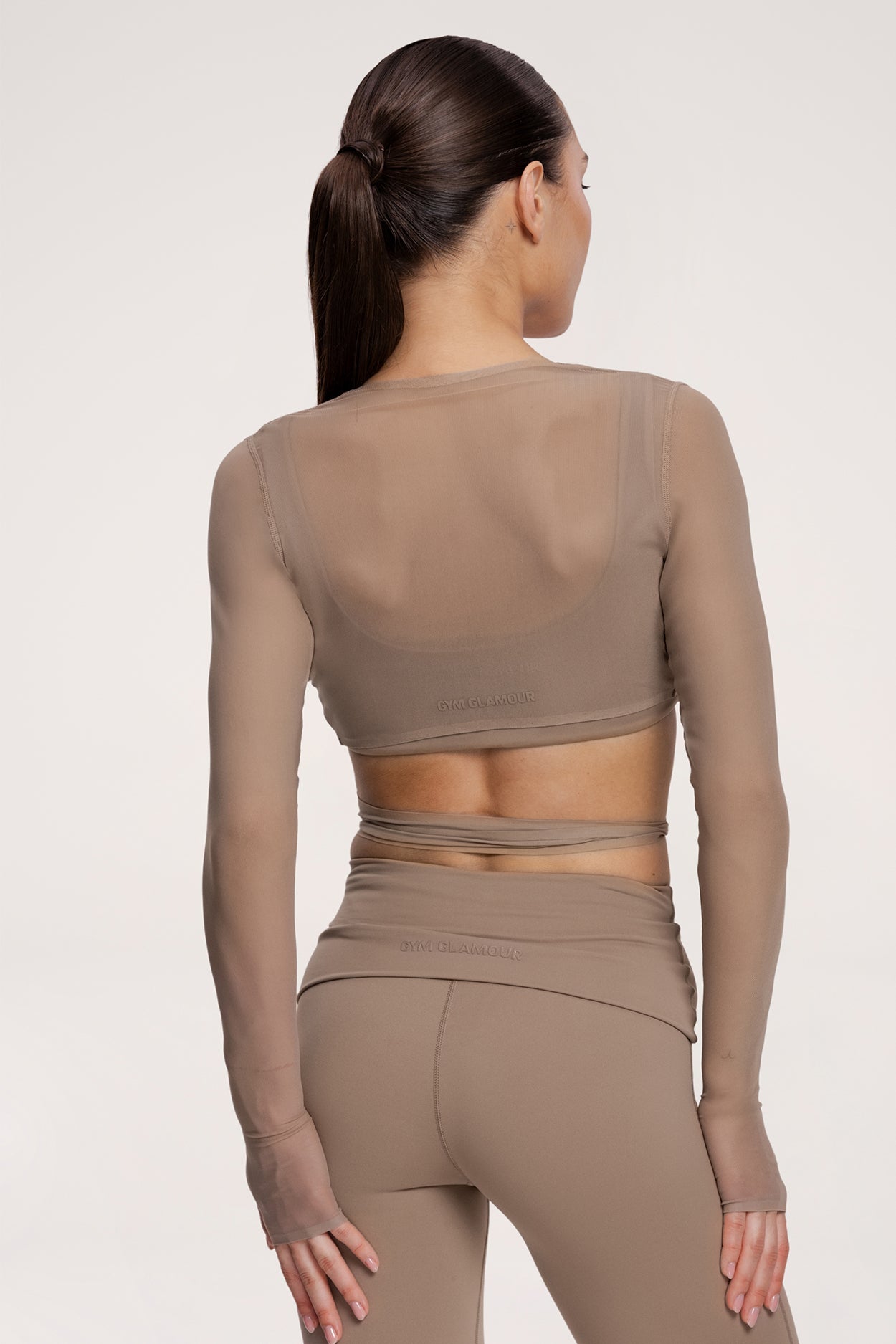 Pilates Era Wrap-Top in Wickeloptik warm beige