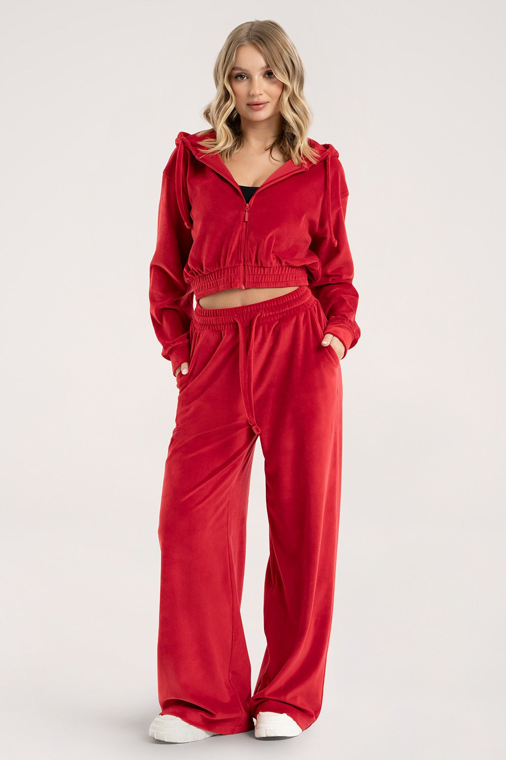 Spodnie dresowe velour red