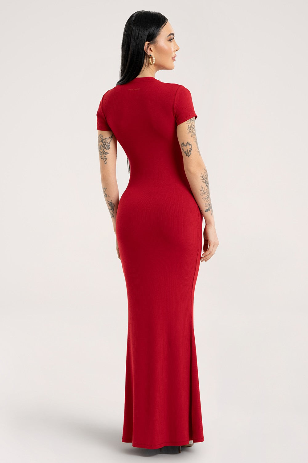 Sukienka flexi maxi z krótkim rękawem red