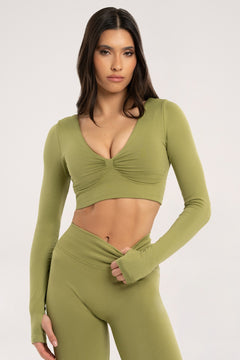 Longsleeve mit offenem Rücken matcha
