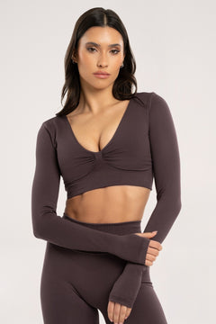 Longsleeve mit offenem Rücken cacao