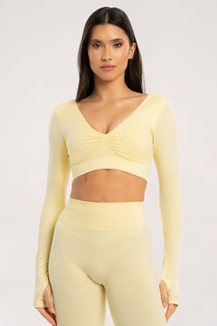Longsleeve mit offenem Rücken butter yellow
