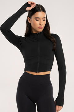 Taillierte Zip-Jacke im Korsettstil black