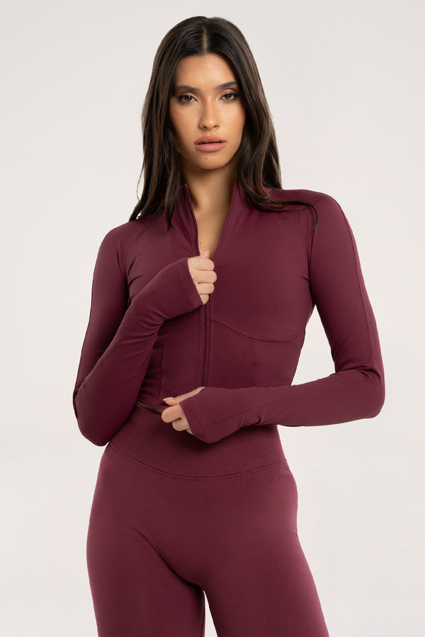 Taillierte Zip-Jacke im Korsettstil gossip red