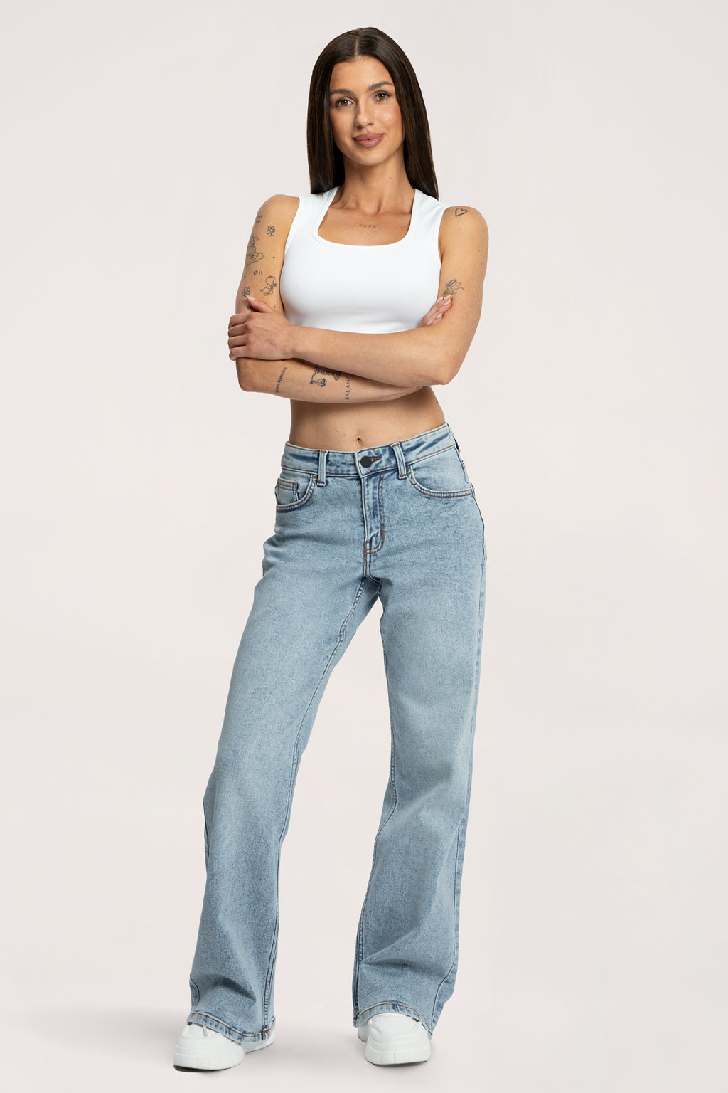 Jeansy wide z niskim stanem light blue
