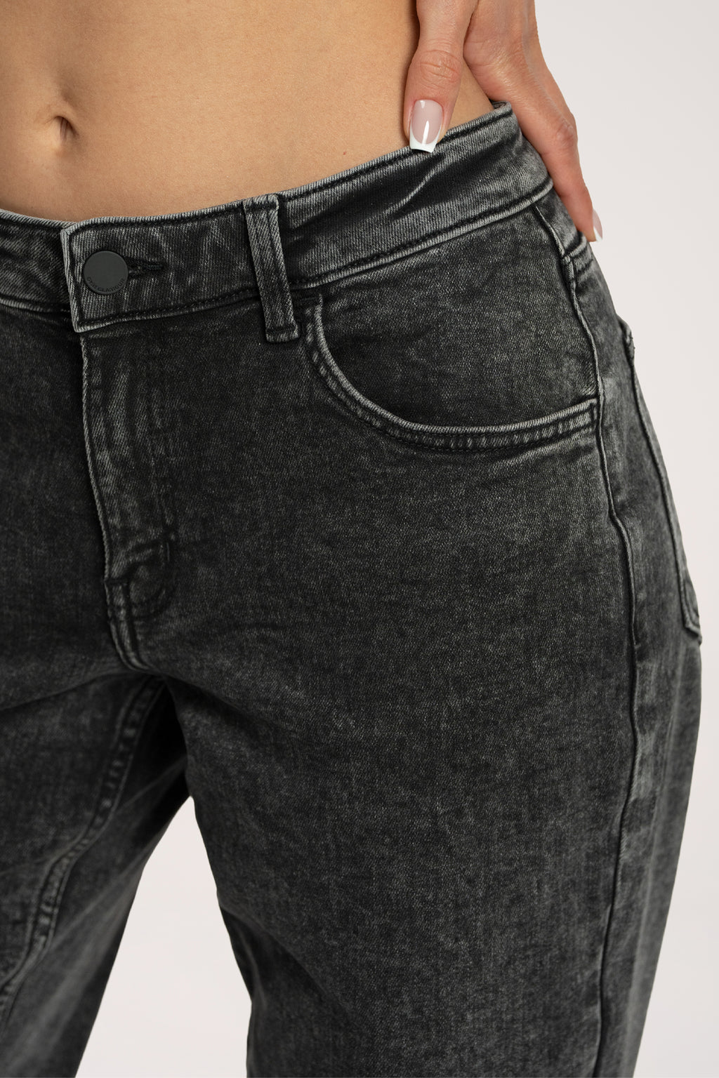 Jeansy long wide z niskim stanem black