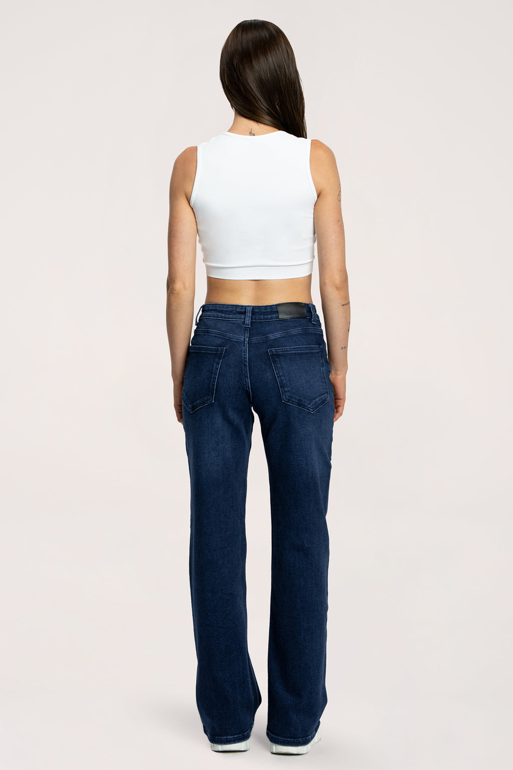 Jeansy wide z niskim stanem navy blue