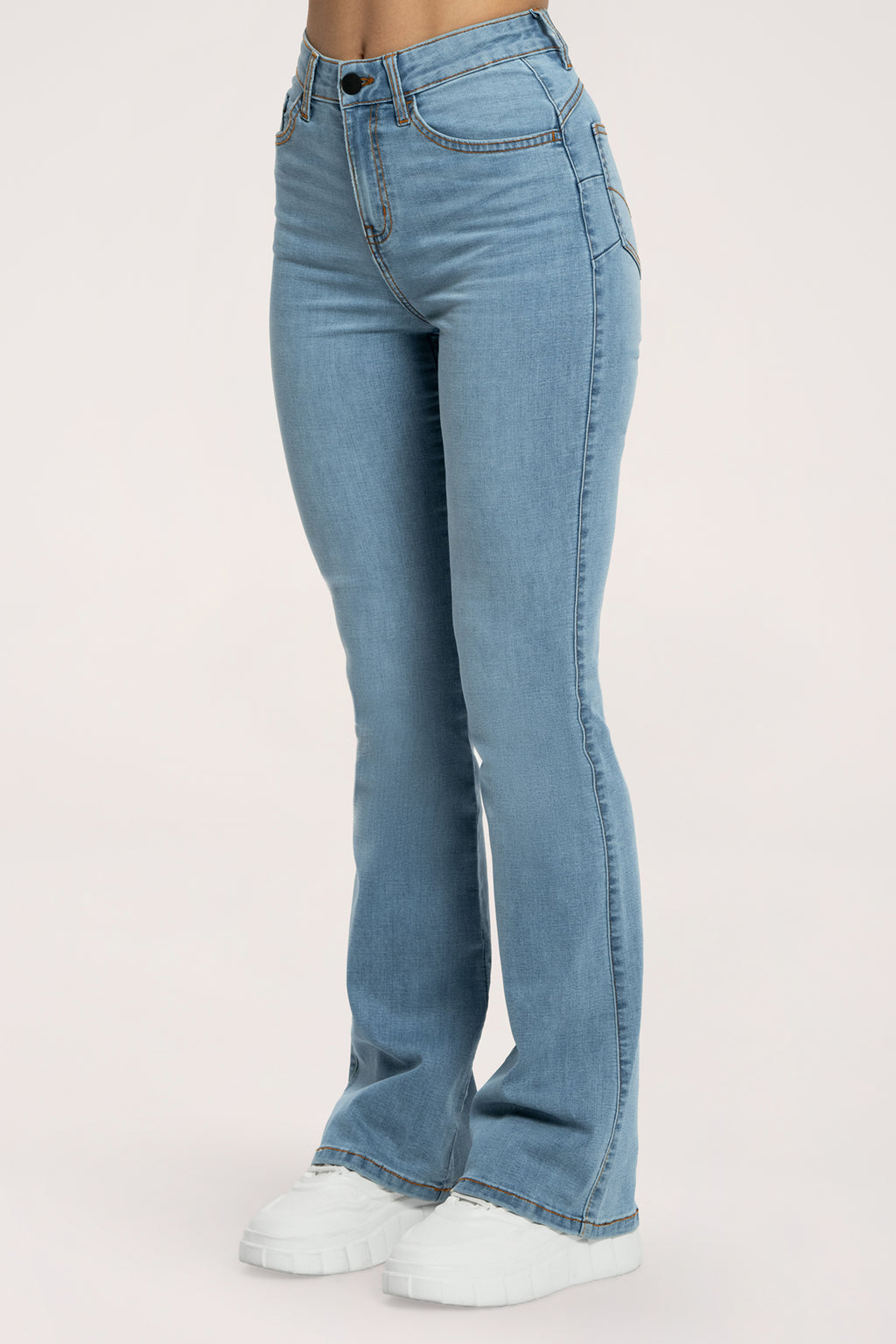 Jeansy long dzwony perfect slim light blue