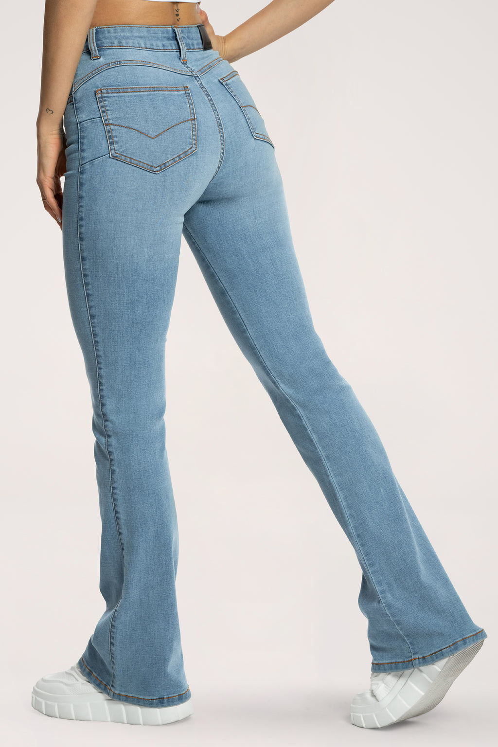 Jeansy long dzwony perfect slim light blue