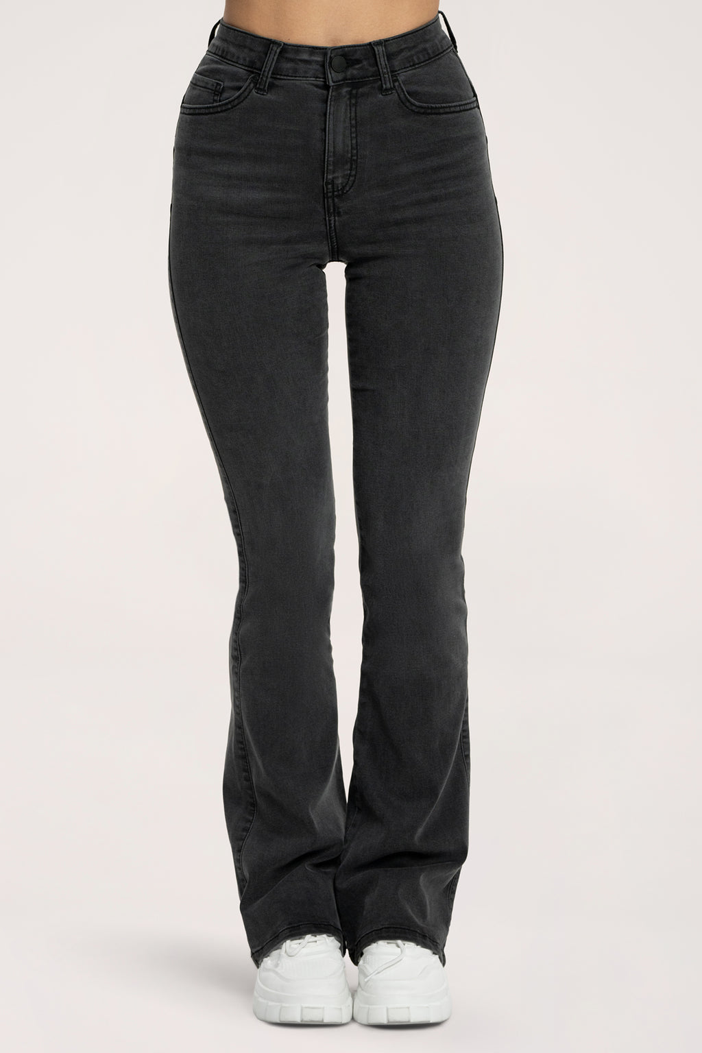 Jeansy long dzwony perfect slim black