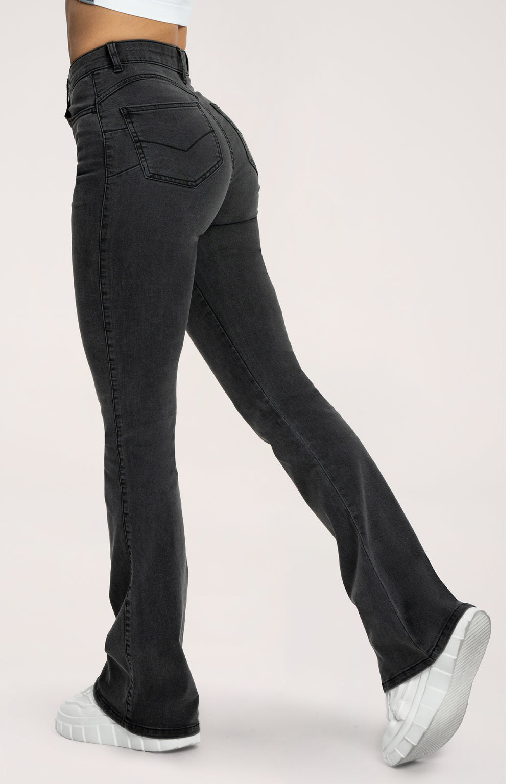 Jeansy long dzwony perfect slim black