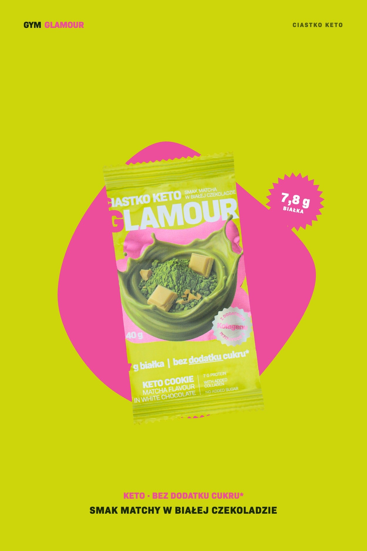 Keto-Keks GLAMOUR – Matcha in weißer Schokolade