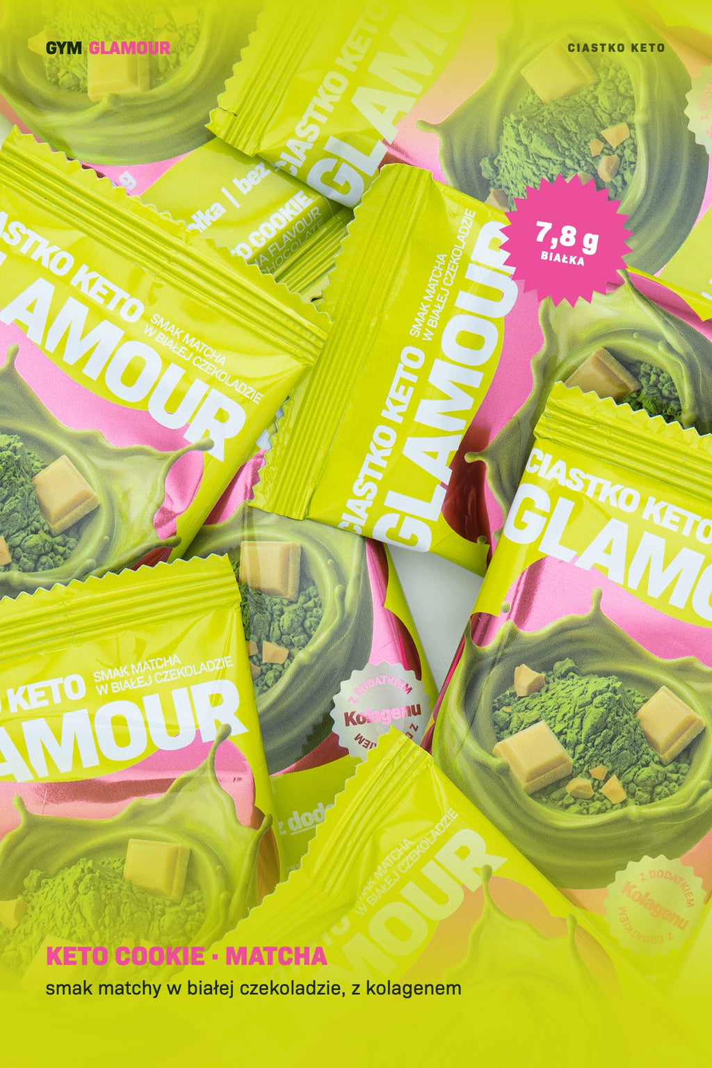 Keto-Keks GLAMOUR – Matcha in weißer Schokolade