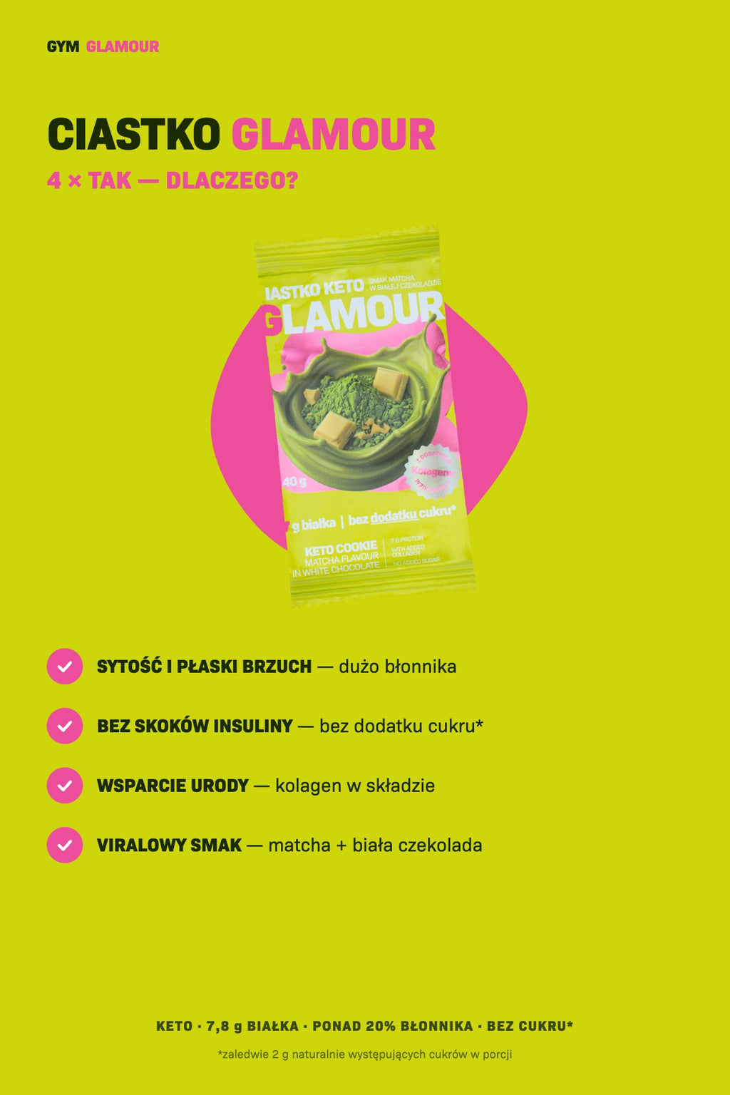 Keto-Keks GLAMOUR – Matcha in weißer Schokolade