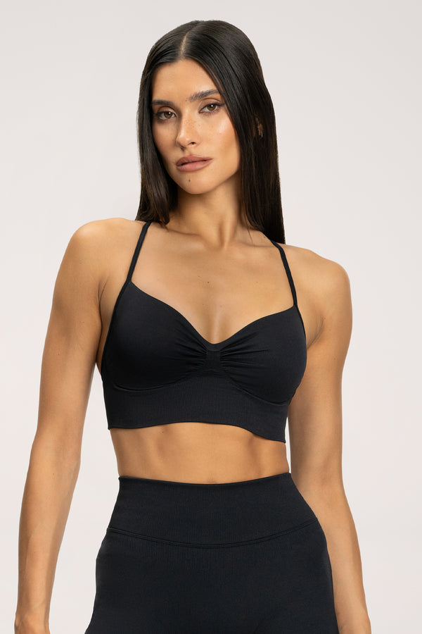 Sport-BH mit tiefem Ausschnitt black