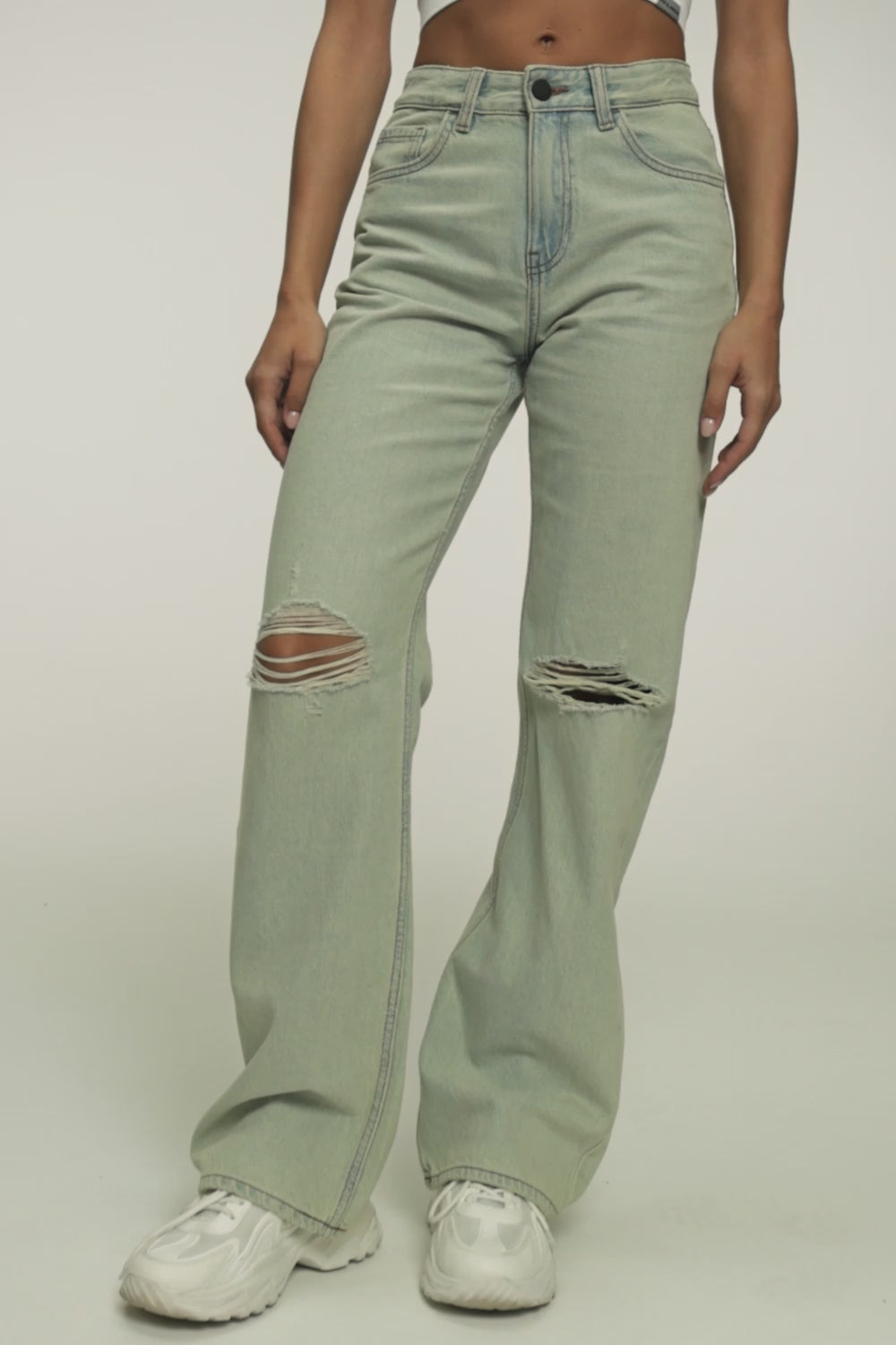 Jeans Wide Relaxed light green