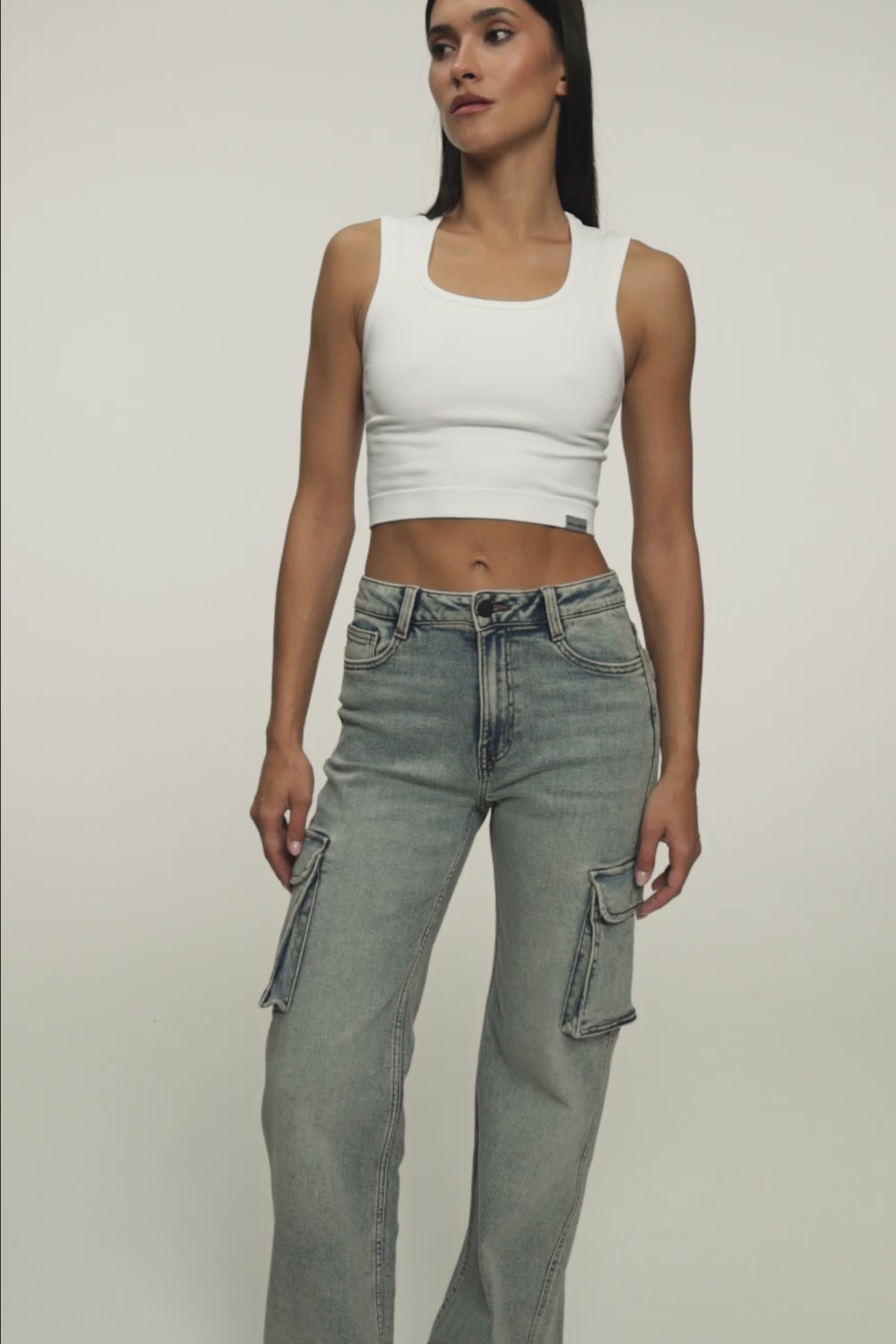 Jeans Cargo washed blue